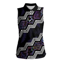 Personalised Taniko Aotearoa Mix Paua Shell Women Sleeveless Polo Shirt Niho Taniwha Lilac Glitter