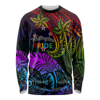 Wellington Pride Long Sleeve Shirt Aotearoa Tribal Rainbow Pattern LT01 Unisex Black - Polynesian Pride