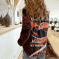 Personalised Hawaii Women Casual Shirt Maui Be Strong Kakau Orange Version LT01 - Polynesian Pride