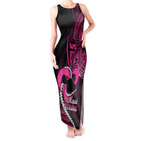 Personalised Hawaii Tank Maxi Dress Maui Be Strong Kakau Pink Version LT01 Women Pink - Polynesian Pride