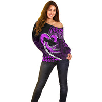 Personalised Hawaii Off Shoulder Sweater Maui Be Strong Kakau Purple Version LT01 - Polynesian Pride
