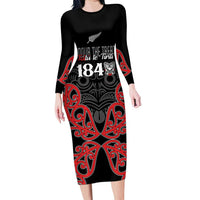 Toitu Te Tiriti 1840 Aotearoa Family Matching Long Sleeve Bodycon Dress and Hawaiian Shirt Stand Together Stand Stronger LT01 Mom's Dress Black - Polynesian Pride