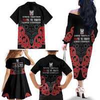 Toitu Te Tiriti 1840 Aotearoa Family Matching Off The Shoulder Long Sleeve Dress and Hawaiian Shirt Stand Together Stand Stronger LT01 - Polynesian Pride