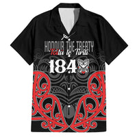 Toitu Te Tiriti 1840 Aotearoa Family Matching Off Shoulder Maxi Dress and Hawaiian Shirt Stand Together Stand Stronger LT01 Dad's Shirt - Short Sleeve Black - Polynesian Pride