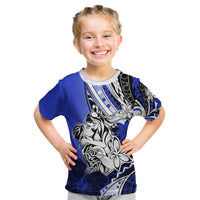 Polynesian Valentine Kid T Shirt Couple Floral Unique Blue Version LT01 Blue - Polynesian Pride