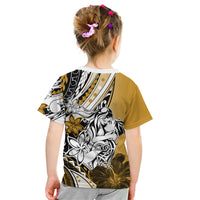 Polynesian Valentine Kid T Shirt Couple Floral Unique Gold Version LT01 - Polynesian Pride