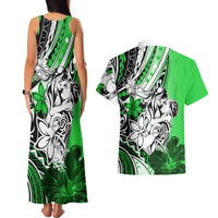 Polynesian Valentine Couples Matching Tank Maxi Dress and Hawaiian Shirt Couple Floral Unique Green Version LT01 - Polynesian Pride