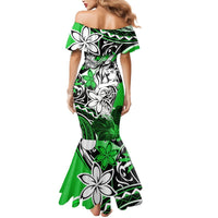 Polynesian Valentine Mermaid Dress Couple Floral Unique Green Version LT01 - Polynesian Pride