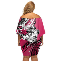Polynesian Valentine Off Shoulder Short Dress Couple Floral Unique Pink Version LT01 - Polynesian Pride