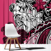 Polynesian Valentine Window Curtain Couple Floral Unique Pink Version LT01 - Polynesian Pride