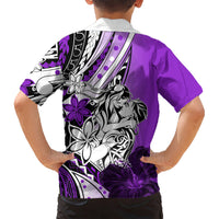 Polynesian Valentine Kid Hawaiian Shirt Couple Floral Unique Purple Version LT01 - Polynesian Pride
