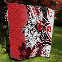 Polynesian Valentine Quilt Couple Floral Unique Red Version LT01 - Polynesian Pride