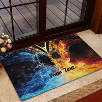 Personalised Polynesian Heart In Fire And Water Rubber Doormat Romantic Elements