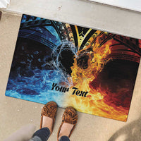 Personalised Polynesian Heart In Fire And Water Rubber Doormat Romantic Elements