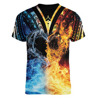 Personalised Polynesian Heart In Fire And Water Women V-Neck T-Shirt Romantic Elements
