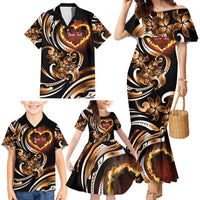 Personalised Polynesian Fiery Heart Family Matching Mermaid Dress and Hawaiian Shirt Passionate Love LT01 - Polynesian Pride