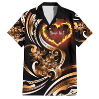 Personalised Polynesian Fiery Heart Family Matching Summer Maxi Dress and Hawaiian Shirt Passionate Love LT01 Dad's Shirt - Short Sleeve Black - Polynesian Pride