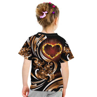 Personalised Polynesian Fiery Heart Kid T Shirt Passionate Love