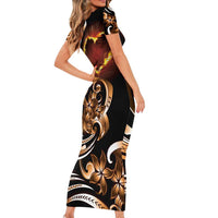 Personalised Polynesian Fiery Heart Short Sleeve Bodycon Dress Passionate Love