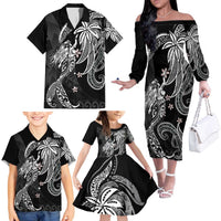 Polynesian Mermaid Plumeria Tribal Tattoo Family Matching Off The Shoulder Long Sleeve Dress and Hawaiian Shirt LT01 - Polynesian Pride