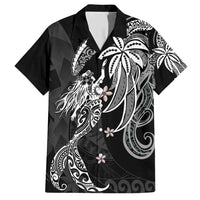 Polynesian Mermaid Plumeria Tribal Tattoo Family Matching Short Sleeve Bodycon Dress and Hawaiian Shirt LT01 Dad's Shirt - Short Sleeve Black - Polynesian Pride