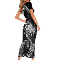 Polynesian Mermaid Plumeria Tribal Tattoo Family Matching Short Sleeve Bodycon Dress and Hawaiian Shirt LT01 - Polynesian Pride