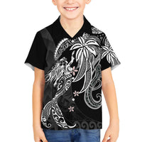 Polynesian Mermaid Plumeria Tribal Tattoo Family Matching Summer Maxi Dress and Hawaiian Shirt LT01 Son's Shirt Black - Polynesian Pride