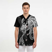 Polynesian Mermaid Plumeria Tribal Tattoo Scrub Top LT01 - Polynesian Pride