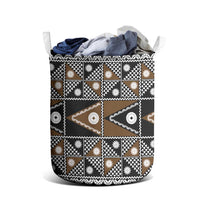 Fiji Brown Masi Pattern Laundry Basket Fijian Tapa