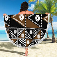 Fiji Brown Masi Pattern Beach Blanket Fijian Tapa