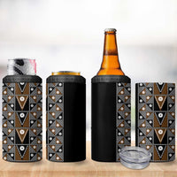 Fiji Brown Masi Pattern 4 in 1 Can Cooler Tumbler Fijian Tapa
