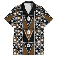 Fiji Brown Masi Pattern Family Matching Long Sleeve Bodycon Dress and Hawaiian Shirt Fijian Tapa LT01 Dad's Shirt - Short Sleeve Brown - Polynesian Pride