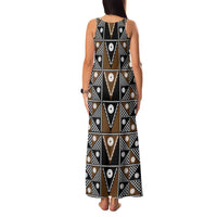 Fiji Brown Masi Pattern Family Matching Tank Maxi Dress and Hawaiian Shirt Fijian Tapa LT01 - Polynesian Pride