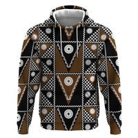 Fiji Brown Masi Pattern Hoodie Fijian Tapa