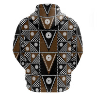 Fiji Brown Masi Pattern Hoodie Fijian Tapa