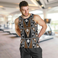 Fiji Brown Masi Pattern Men Tank Top Fijian Tapa