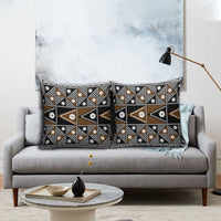 Fiji Brown Masi Pattern Pillow Cover Fijian Tapa