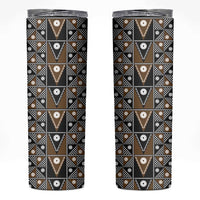 Fiji Brown Masi Pattern Skinny Tumbler Fijian Tapa