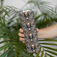 Fiji Brown Masi Pattern Skinny Tumbler Fijian Tapa