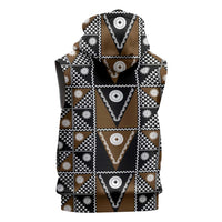 Fiji Brown Masi Pattern Sleeveless Hoodie Fijian Tapa