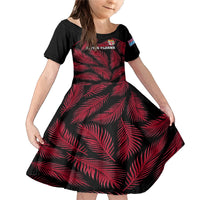 Fiji Rugby Family Matching Mermaid Dress and Hawaiian Shirt Flying Fijians Red Palm Tree Version LT01 Daughter's Dress Black - Polynesian Pride
