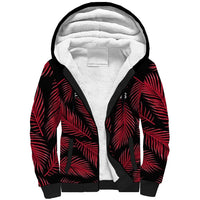Fiji Rugby Sherpa Hoodie Flying Fijians Red Palm Tree Version LT01 Unisex Black - Polynesian Pride
