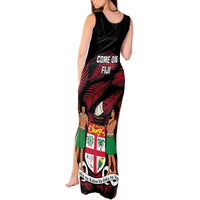 Fiji Rugby Tank Maxi Dress Flying Fijians Red Palm Tree Version LT01 - Polynesian Pride
