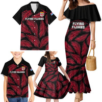 Custom Fiji Rugby Family Matching Mermaid Dress and Hawaiian Shirt Flying Fijians Red Palm Tree Version LT01 - Polynesian Pride