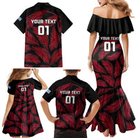 Custom Fiji Rugby Family Matching Mermaid Dress and Hawaiian Shirt Flying Fijians Red Palm Tree Version LT01 - Polynesian Pride