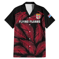 Custom Fiji Rugby Family Matching Mermaid Dress and Hawaiian Shirt Flying Fijians Red Palm Tree Version LT01 Dad's Shirt - Short Sleeve Black - Polynesian Pride