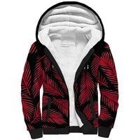 Custom Fiji Rugby Sherpa Hoodie Flying Fijians Red Palm Tree Version LT01 Unisex Black - Polynesian Pride