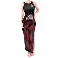 Custom Fiji Rugby Tank Maxi Dress Flying Fijians Red Palm Tree Version LT01 Women Black - Polynesian Pride