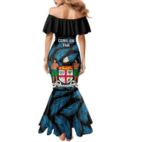 Fiji Rugby Mermaid Dress Flying Fijians Blue Palm Tree Version LT01 - Polynesian Pride