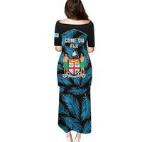 Fiji Rugby Puletasi Flying Fijians Blue Palm Tree Version LT01 - Polynesian Pride